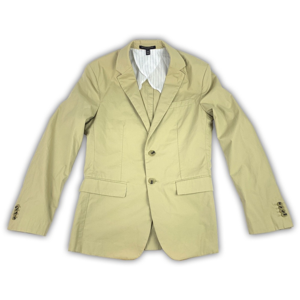 Banana Republic Slim Fit Blazer Sport Coat Suit‎ Jacket 36R Tan 2 Button Cotton